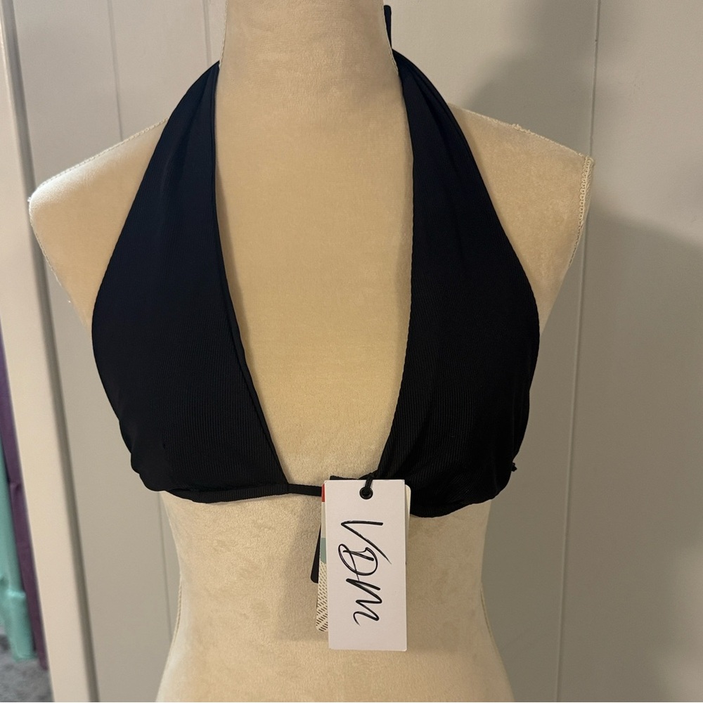 Black Halter Bikini Top NWT Small VDM